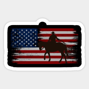 cowboy american flag vintage usa  cowboy Rodeo Roping Horse Riding Sticker